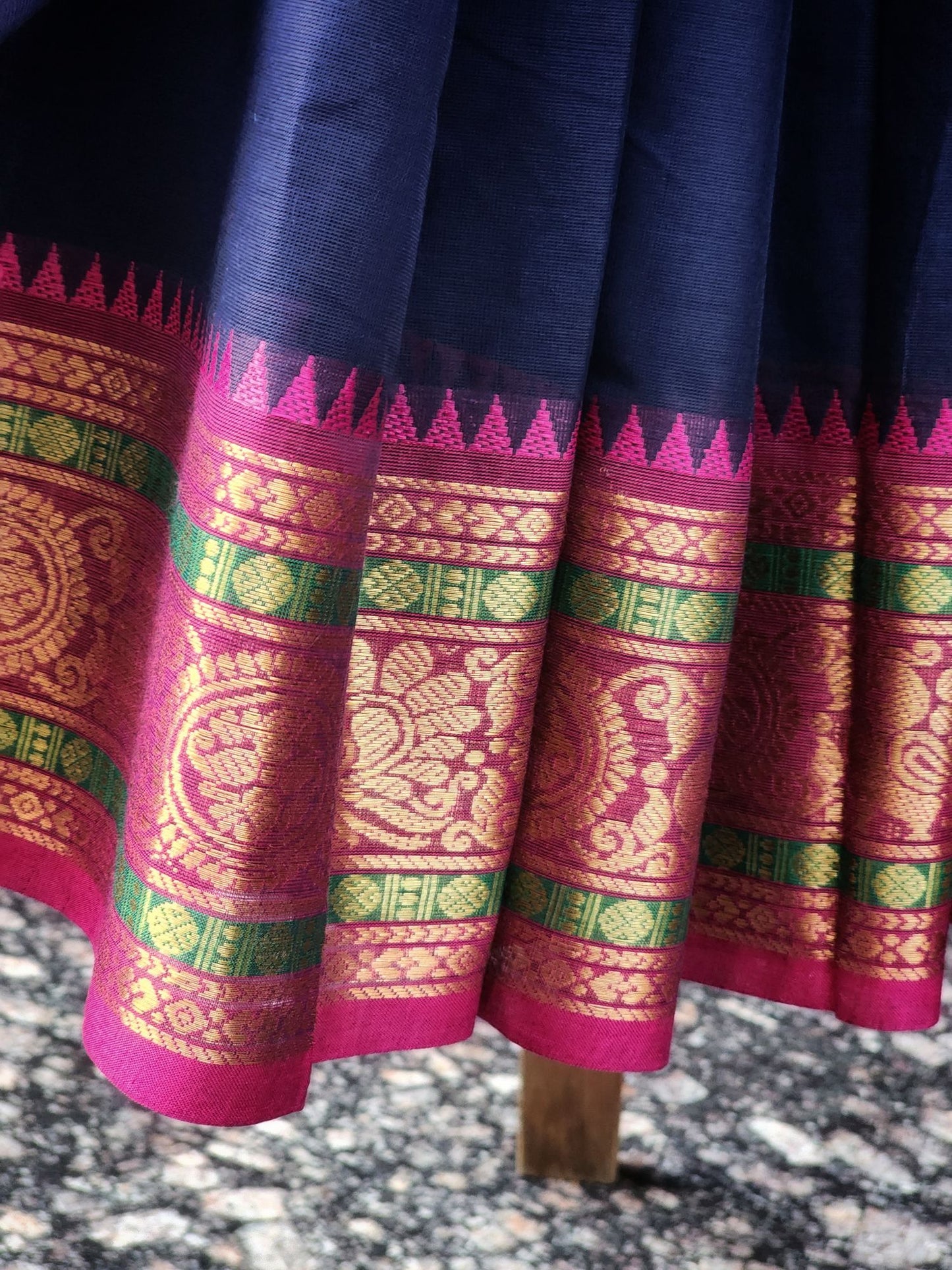 Blue Kanchi cotton saree