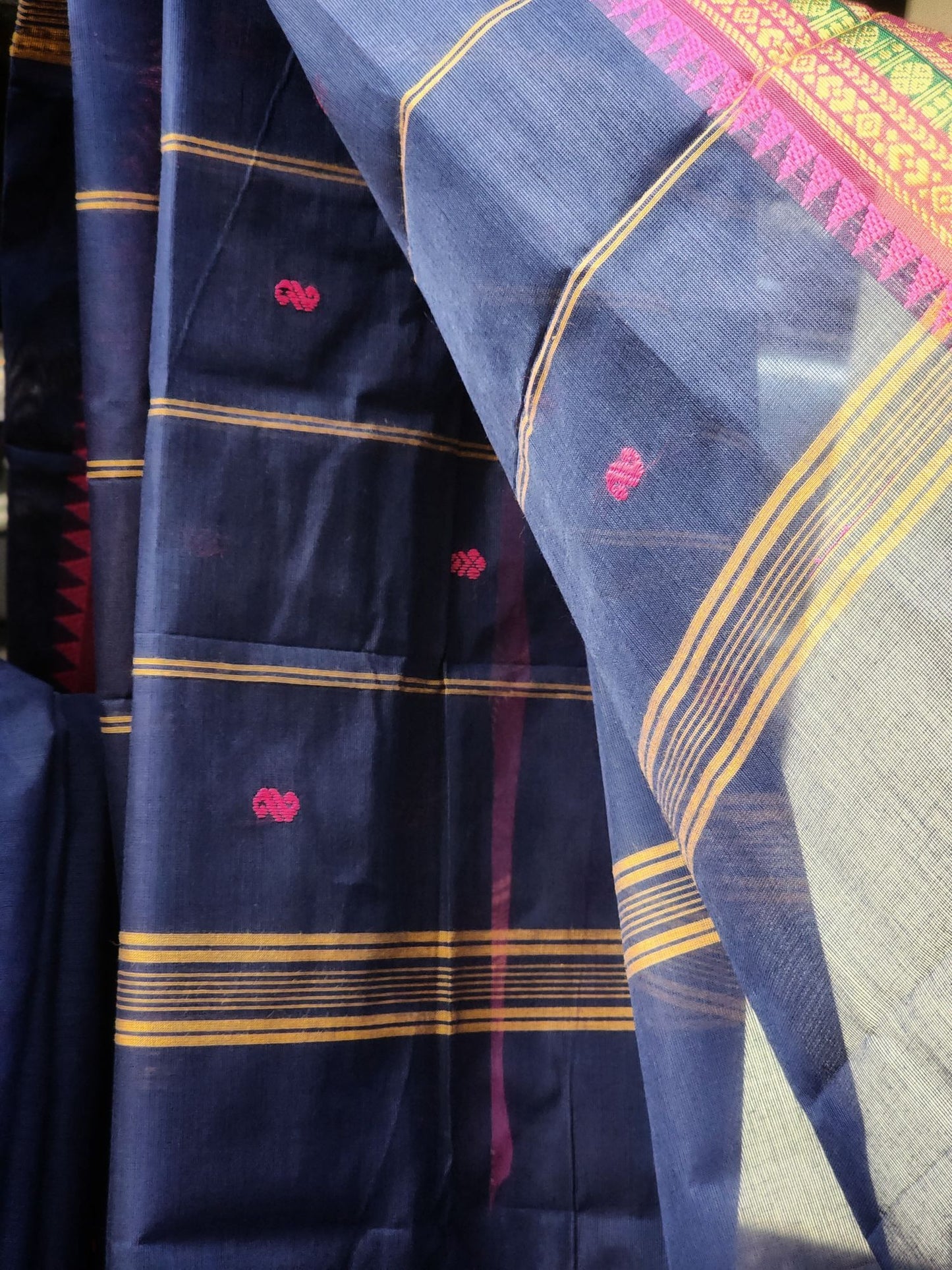 Blue Kanchi cotton saree