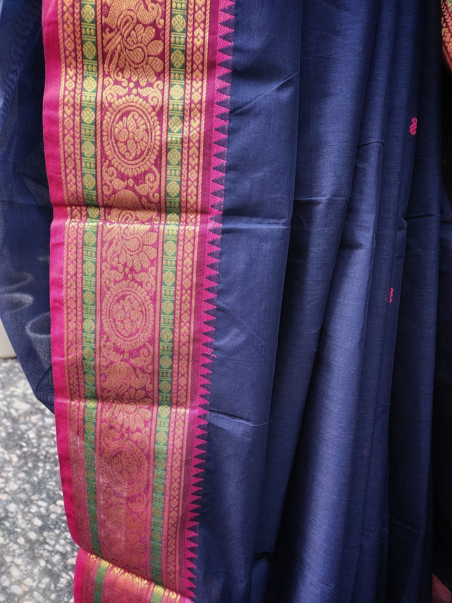 Blue Kanchi cotton saree