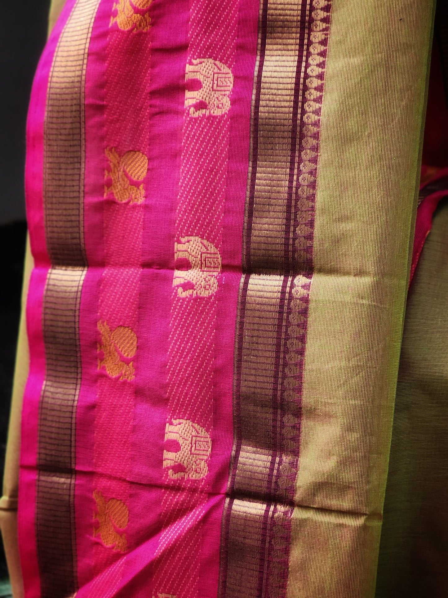 Green Kanchi cotton saree