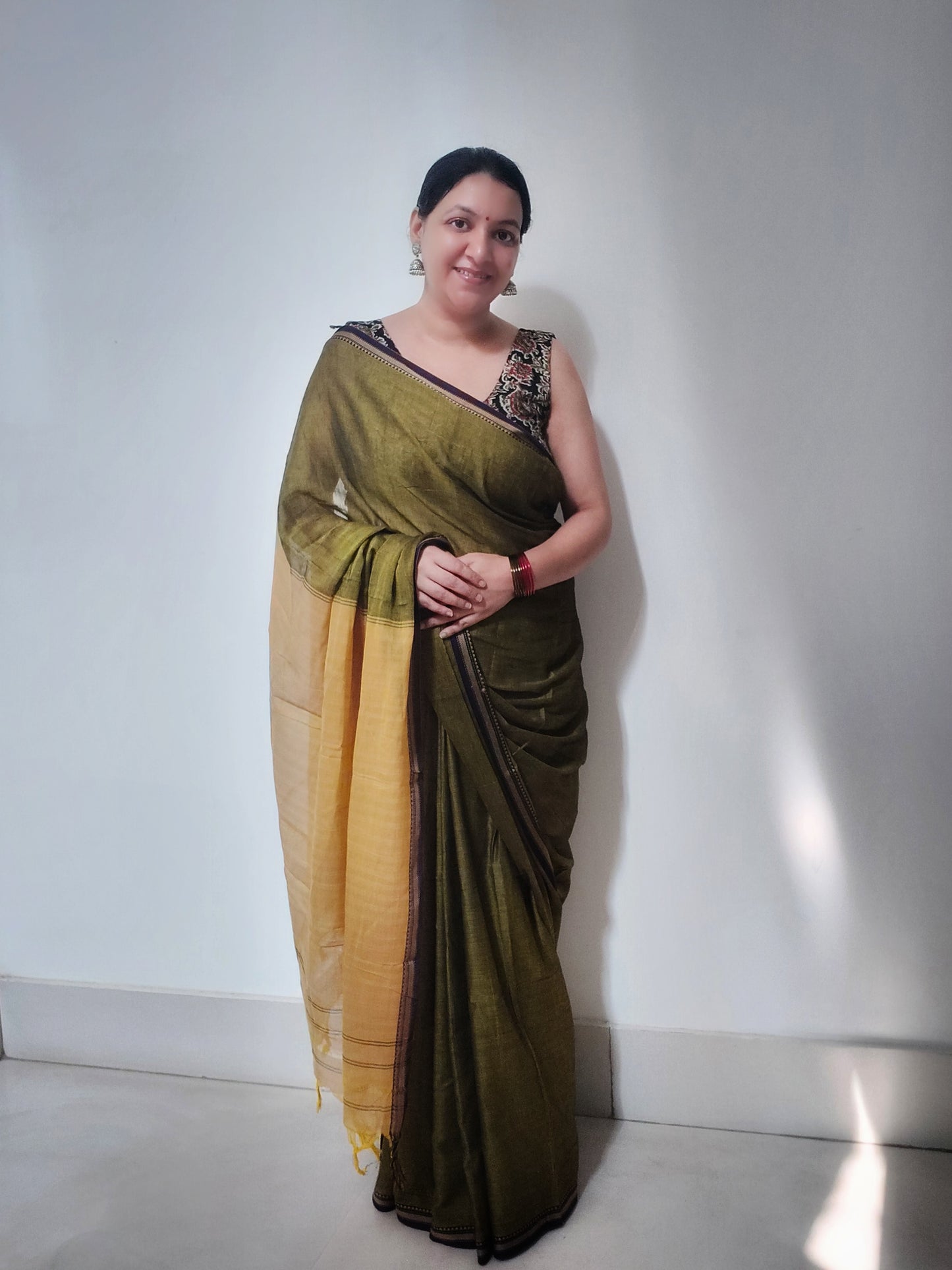 Green narayanpet cotton saree