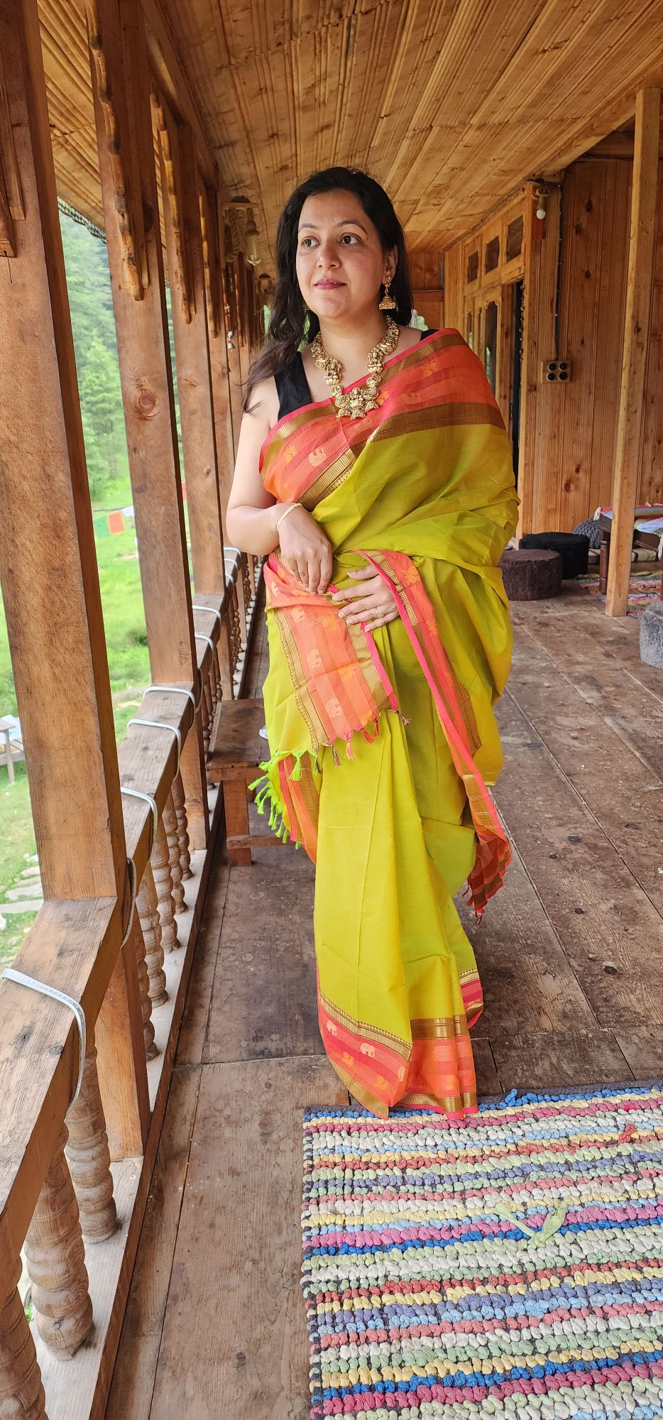 Green Kanchi cotton saree