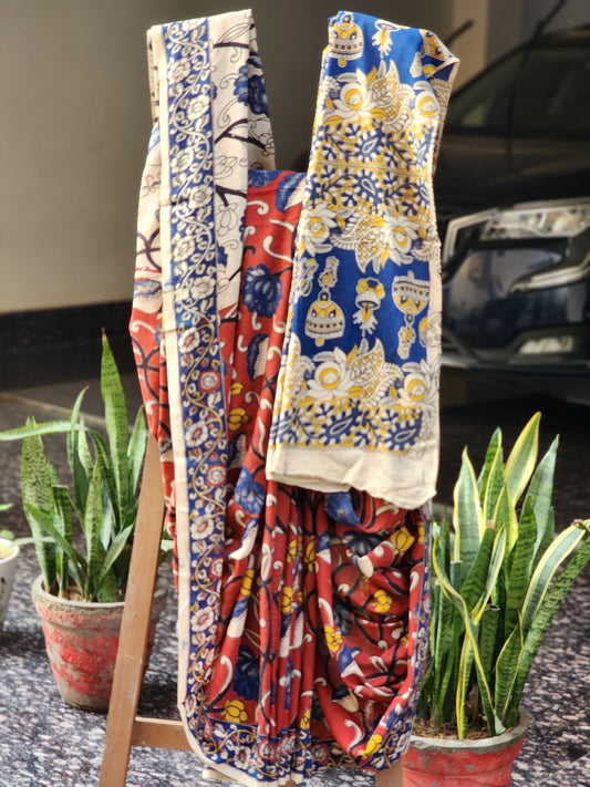 Red Kalamkari Cotton Saree