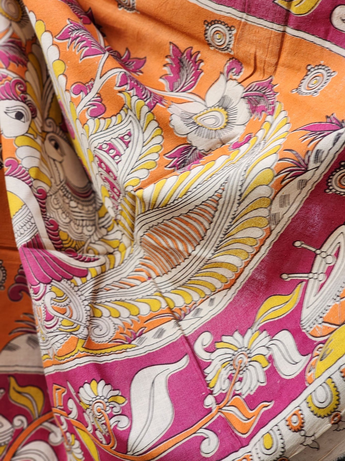 Pink Kalamkari Cotton Saree