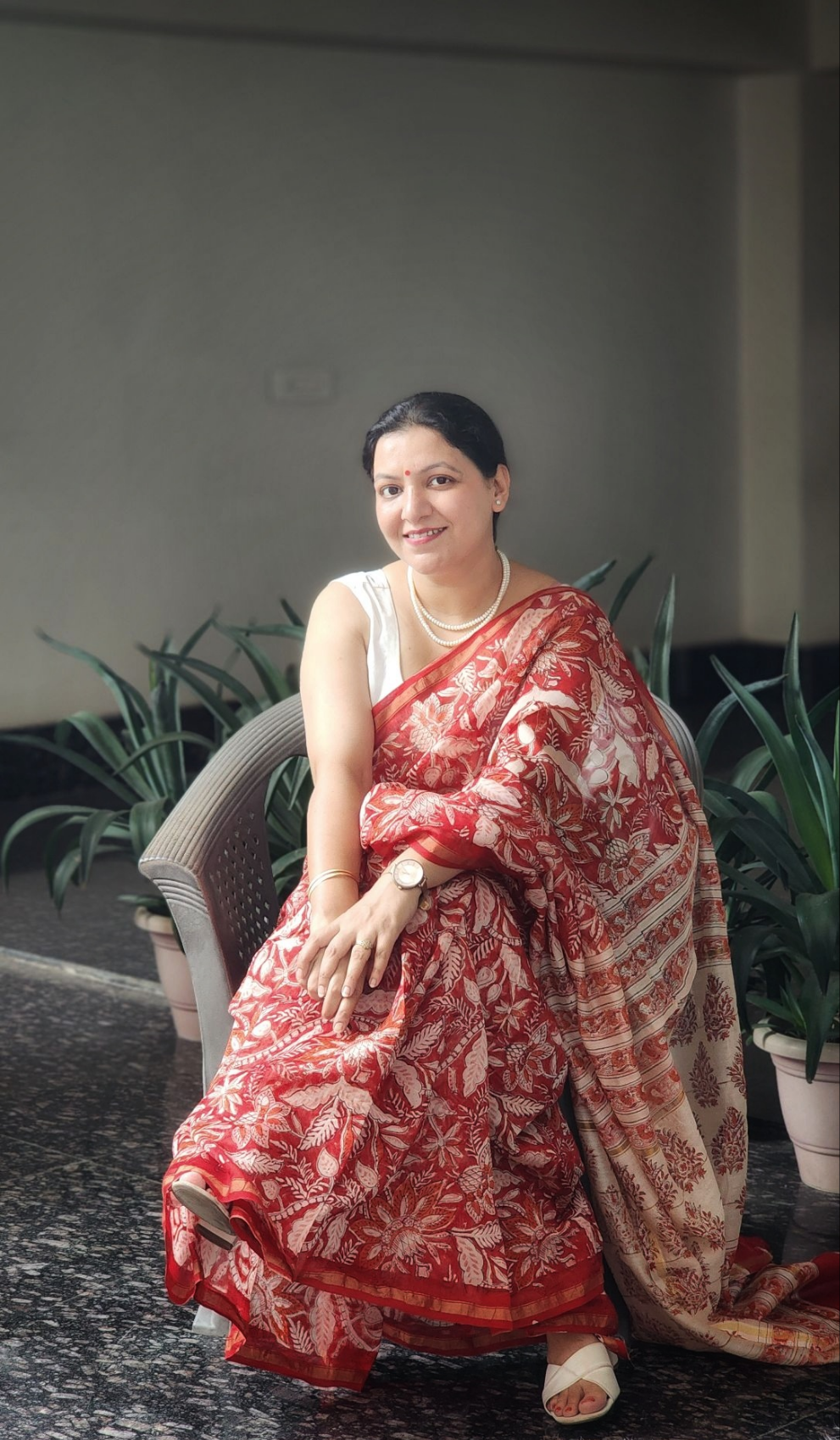 Red chanderi silk saree