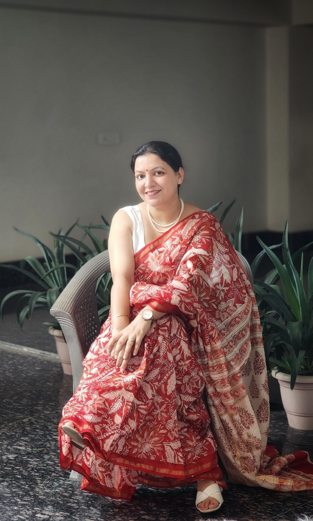 Red chanderi silk saree