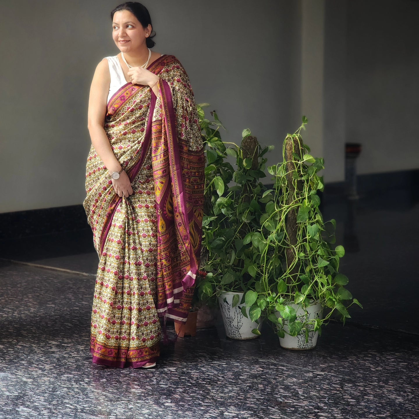 Multicolored bhagalpuri silk saree