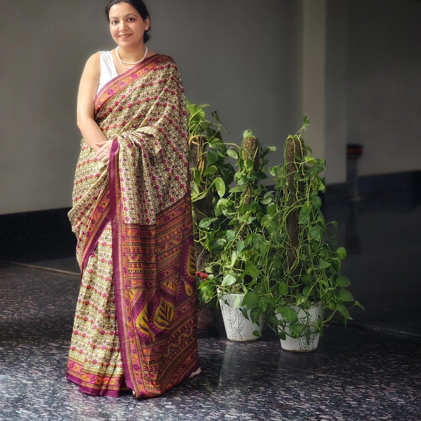 Multicolored bhagalpuri silk saree